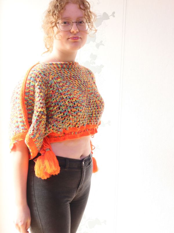 Häkelpullover Top Pulli gehäkelt cropped Sweater Shirt Häkelpullover Top Pulli gehäkelt cropped Sweater Shirt