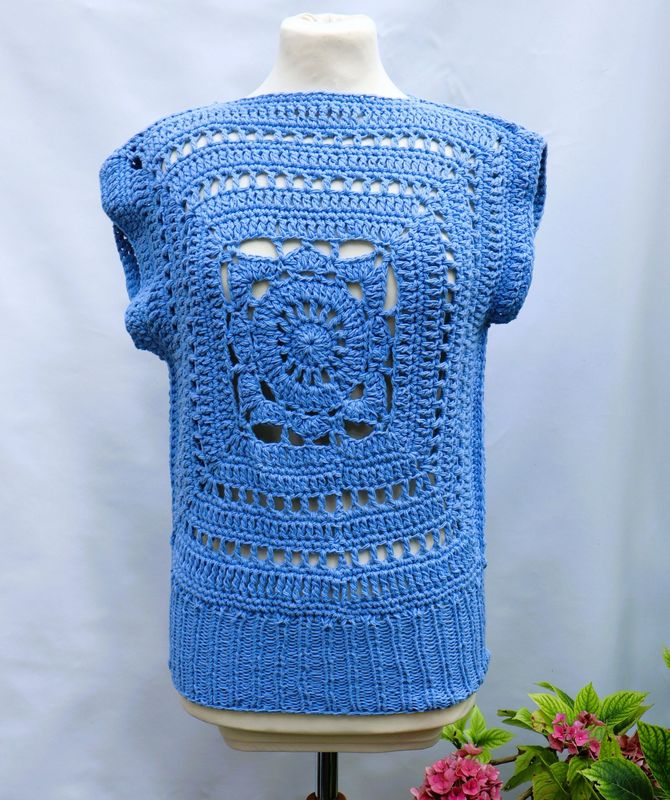 Häkelpullover Top Pulli gehäkelt Sweater Shirt hellblau Häkelpullover Top Pulli gehäkelt Sweater Shirt hellblau
