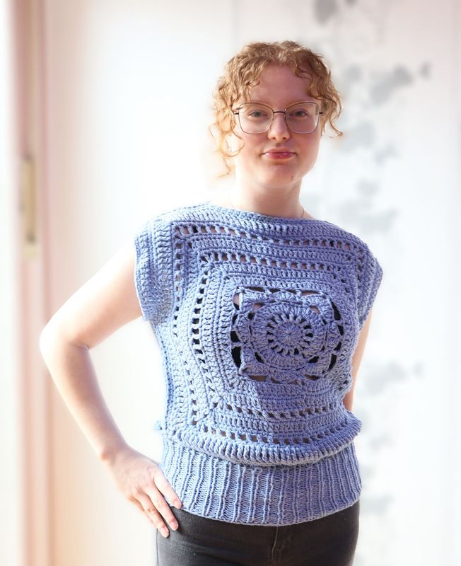 Häkelpullover Top Pulli gehäkelt Sweater Shirt hellblau Häkelpullover Top Pulli gehäkelt Sweater Shirt hellblau