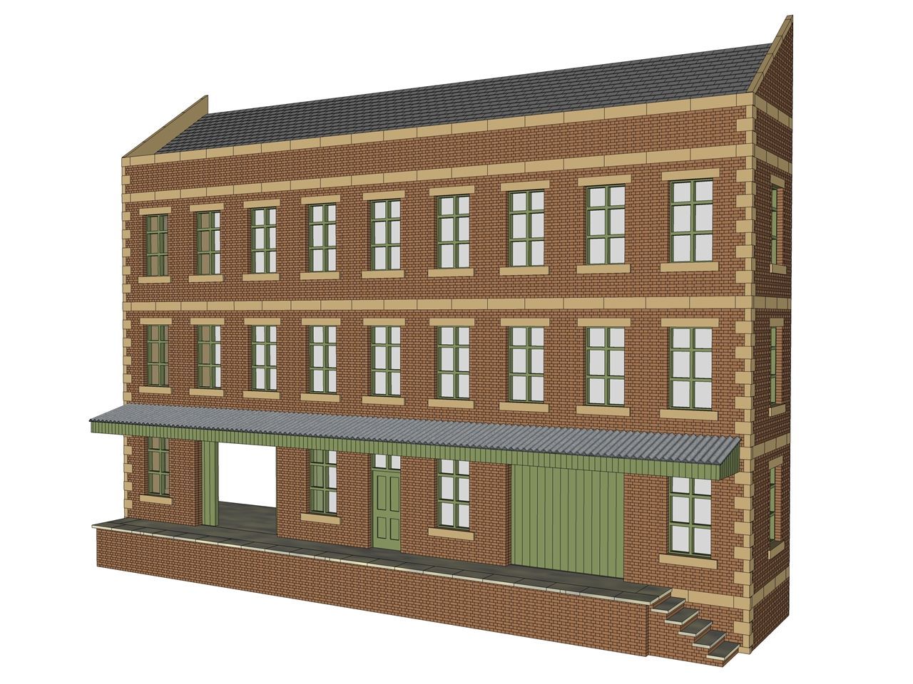 Low-Relief Warehouse With Platform - Brick