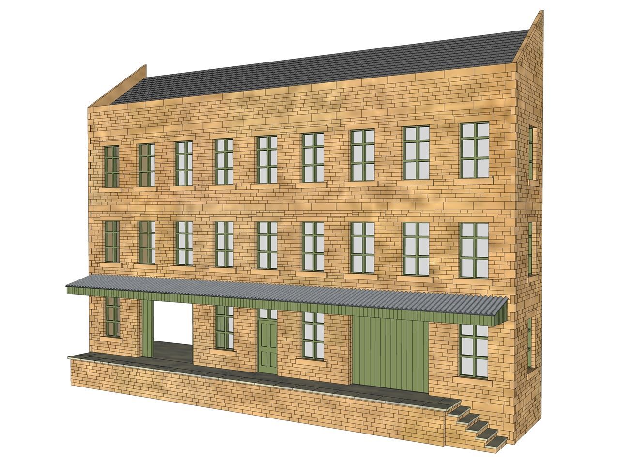 Low-Relief Warehouse With Platform - Stone