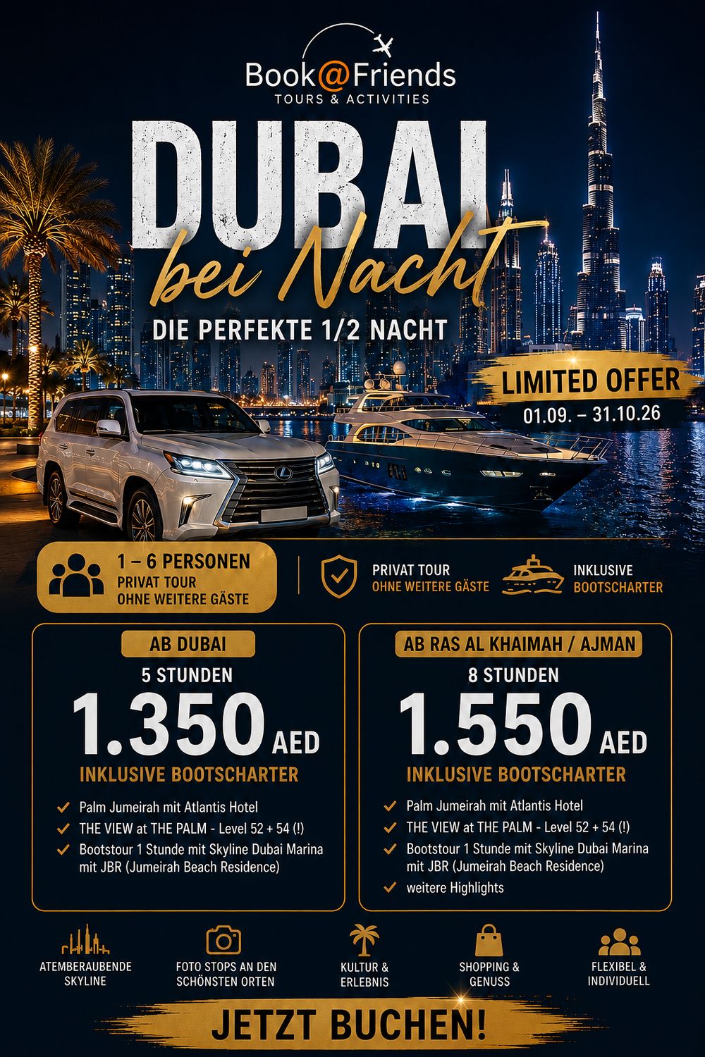 Dubai by Night Including a Boat Tour
