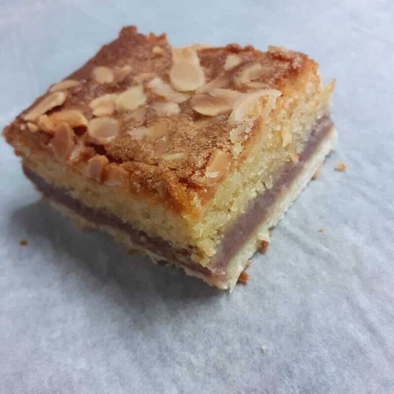 Raspberry and almond slice