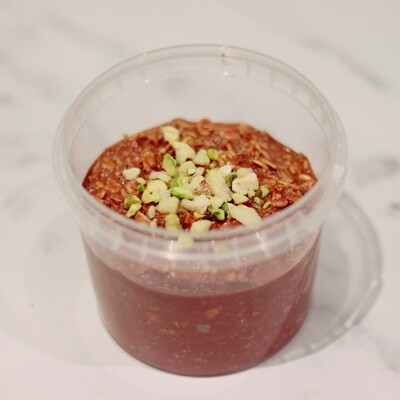 Cacao Overnight Oats Topped with Pistachio