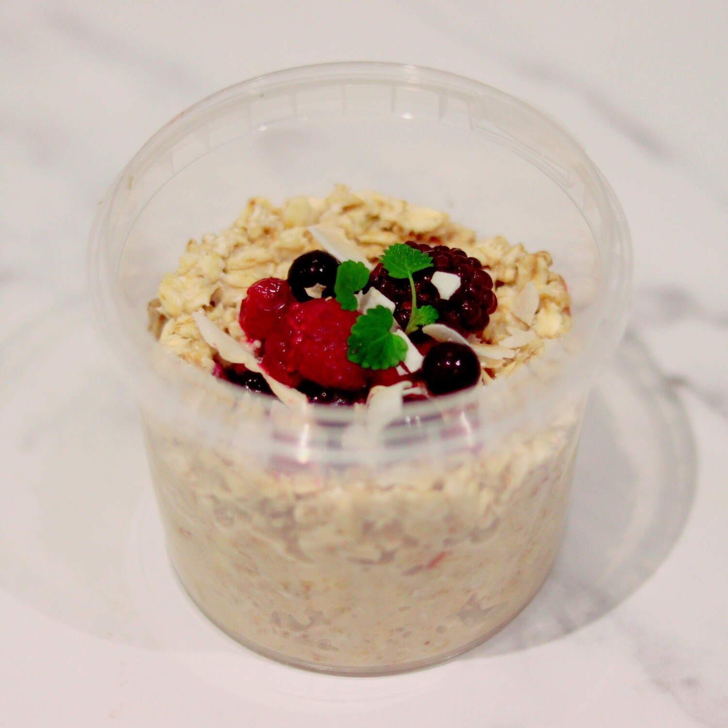 Overnight Oats Topped with Fresh Berries