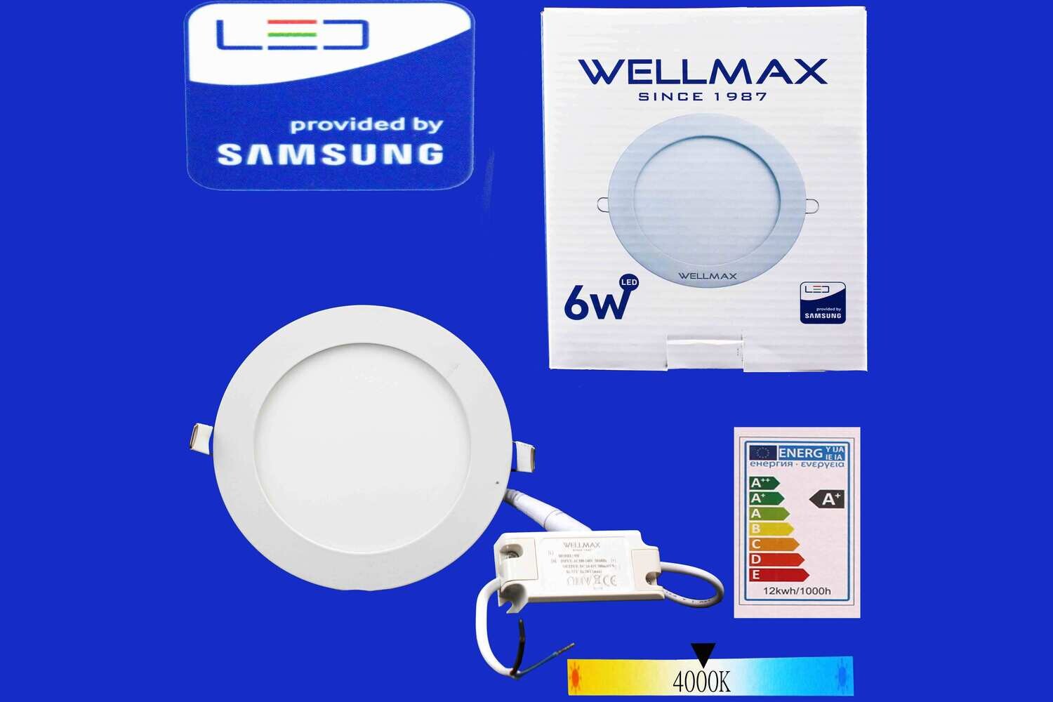 Էլ.պլաֆոն LED Wellmax կլոր 06W 4000K/Neutral white