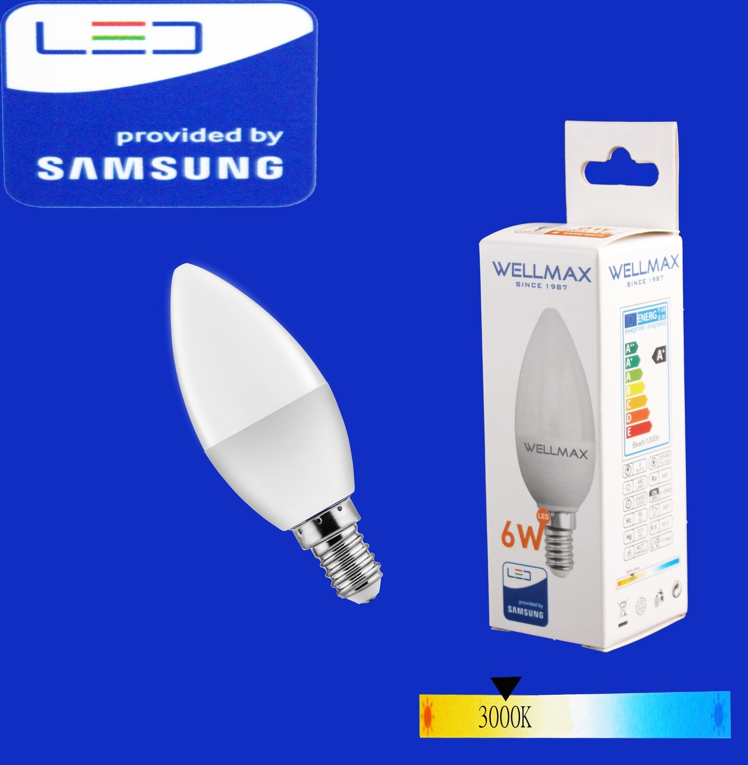 Էլ.լամպ LED Wellmax 6W/E14/C37/3000K/Warm white 