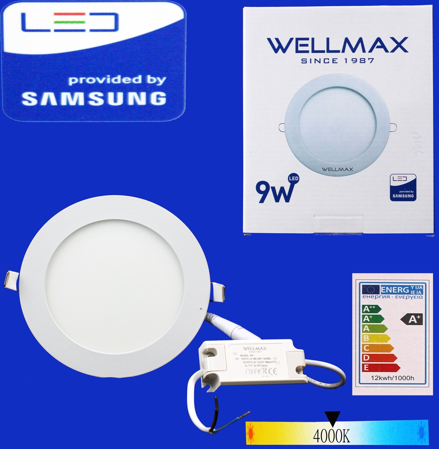 Էլ.պլաֆոն LED Wellmax կլոր 9W 4000K/Neutral white