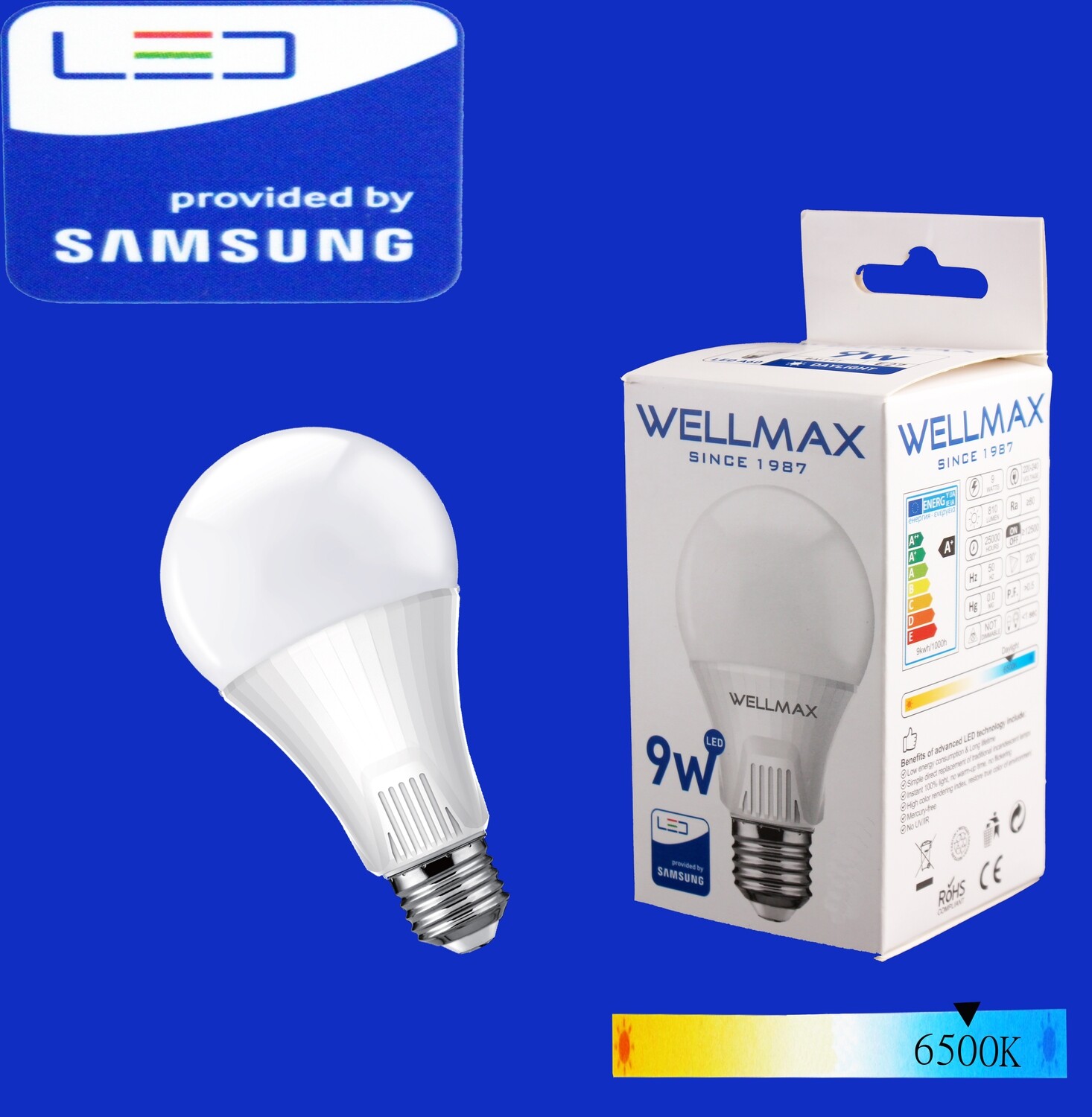 Էլ.լամպ LED Wellmax 09W/6500K/E27/A60/Daylight