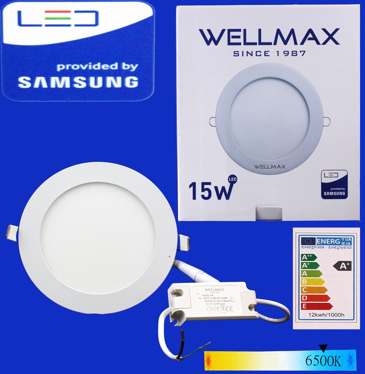 Էլ.պլաֆոն LED Wellmax կլոր 15W 6500K/Daylight