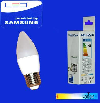 Էլ.լամպ LED Wellmax 6W neutral white (C37 E27 4000