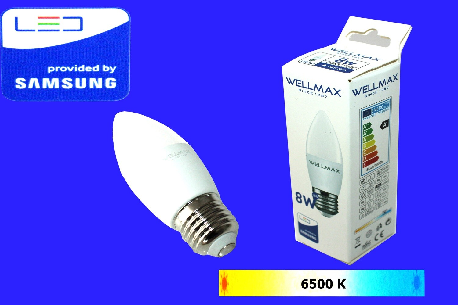 Էլ.լամպ LED Wellmax 8W daylight (C37 E27 6500