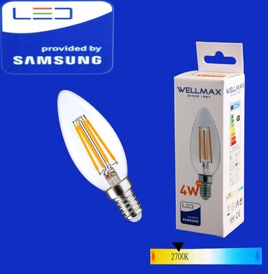 Էլ.լամպ LED Wellmax 4W warm white (C37 E14 2700K)