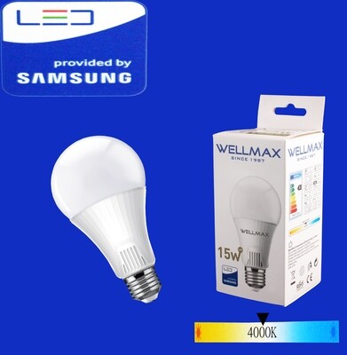 Էլ.լամպ LED Wellmax 15W/4000K/E27/A65/Neutral white