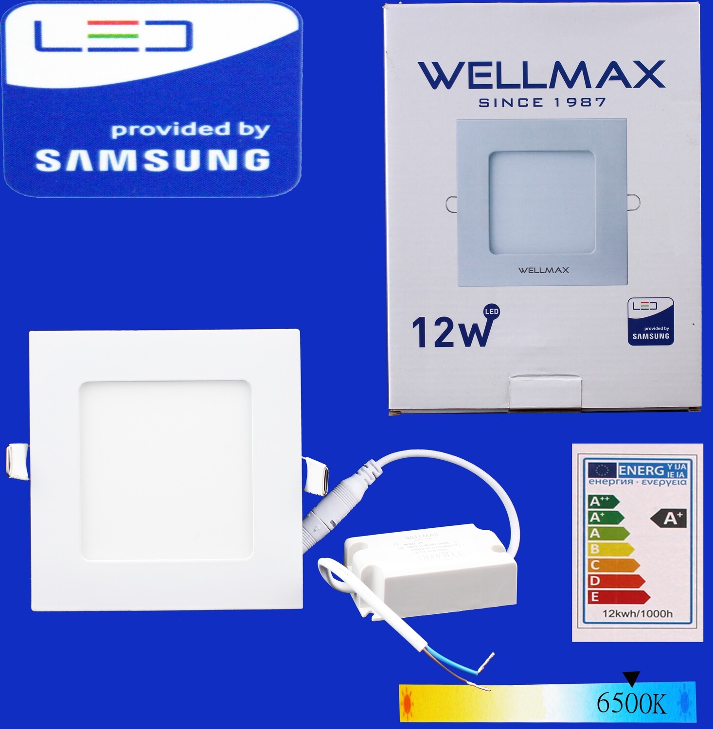 Էլ.պլաֆոն LED Wellmax քառակուսի 12W 6500K