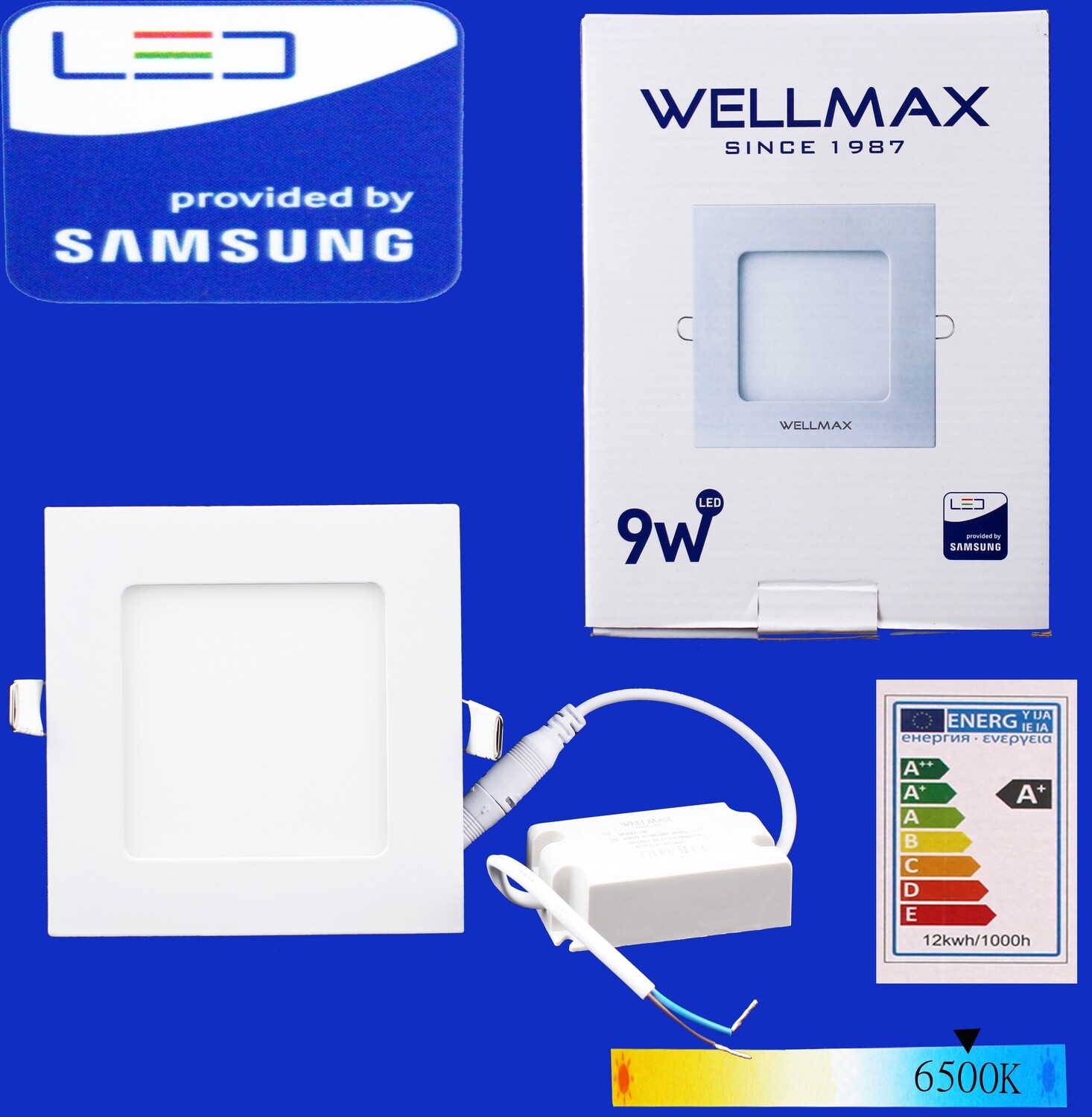 Էլ.պլաֆոն LED Wellmax քառակուսի 9W 6500K