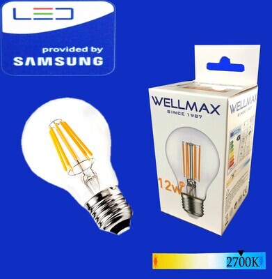 Wellmax LED Filament A60-12W-2700K 