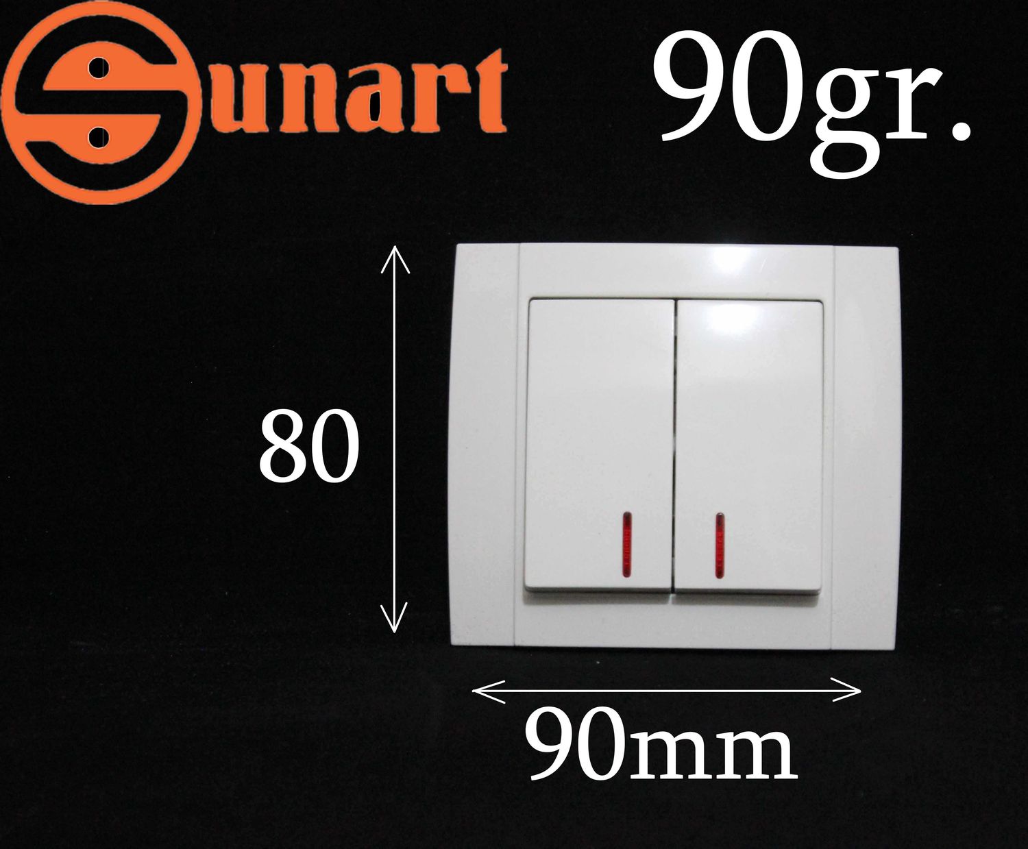 Sunart Էլ.անջատիչ ներքին 2 տեղ լույսով SR-2502