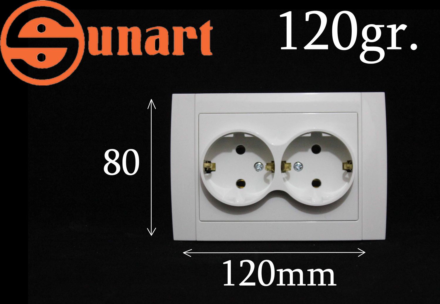 Sunart Էլ.վարդակ ներքին SR-2512 (2տեղ,հողանցումով)