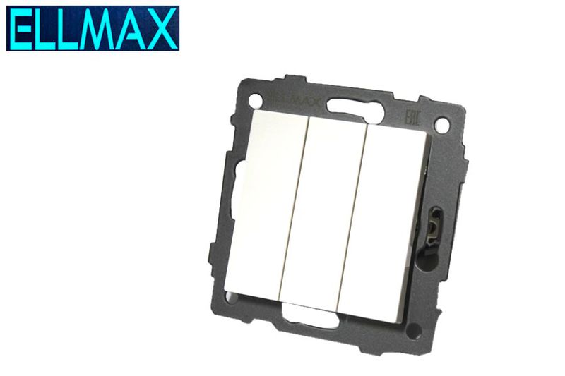 ELLMAX Անջատիչ 3 տեղ 3G1W 52x52 սպիտակ 