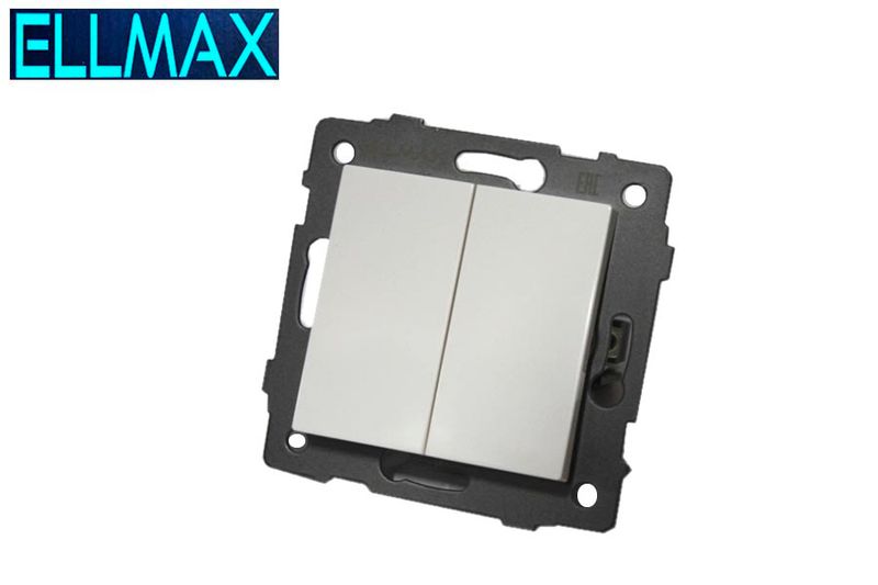 ELLMAX Անջատիչ ներքին (2 տեղ) ռեվերսով 2G2W 52x52 սպիտակ 