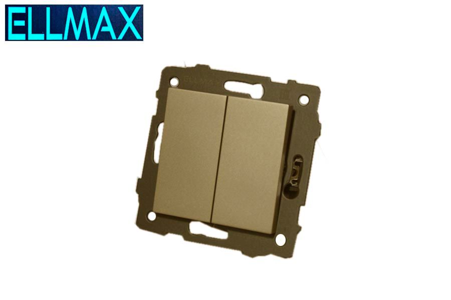 ELLMAX Անջատիչ ներքին (2 տեղ) 2G1W 52x52 ոսկեգույն