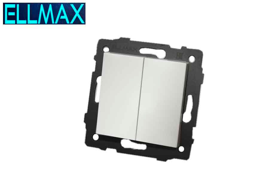 ELLMAX Անջատիչ ներքին (2 տեղ) 2G1W 52x52 սպիտակ