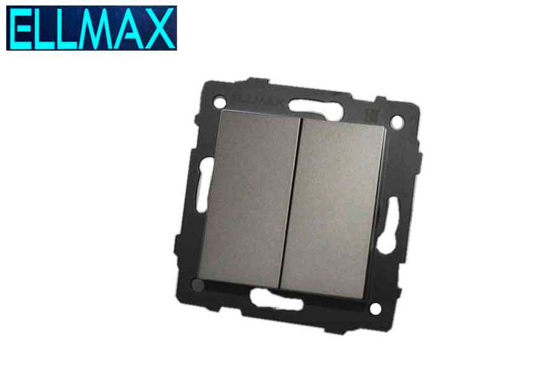 ELLMAX Անջատիչ ներքին (2 տեղ) 2G1W 52x52 մոխրագույն