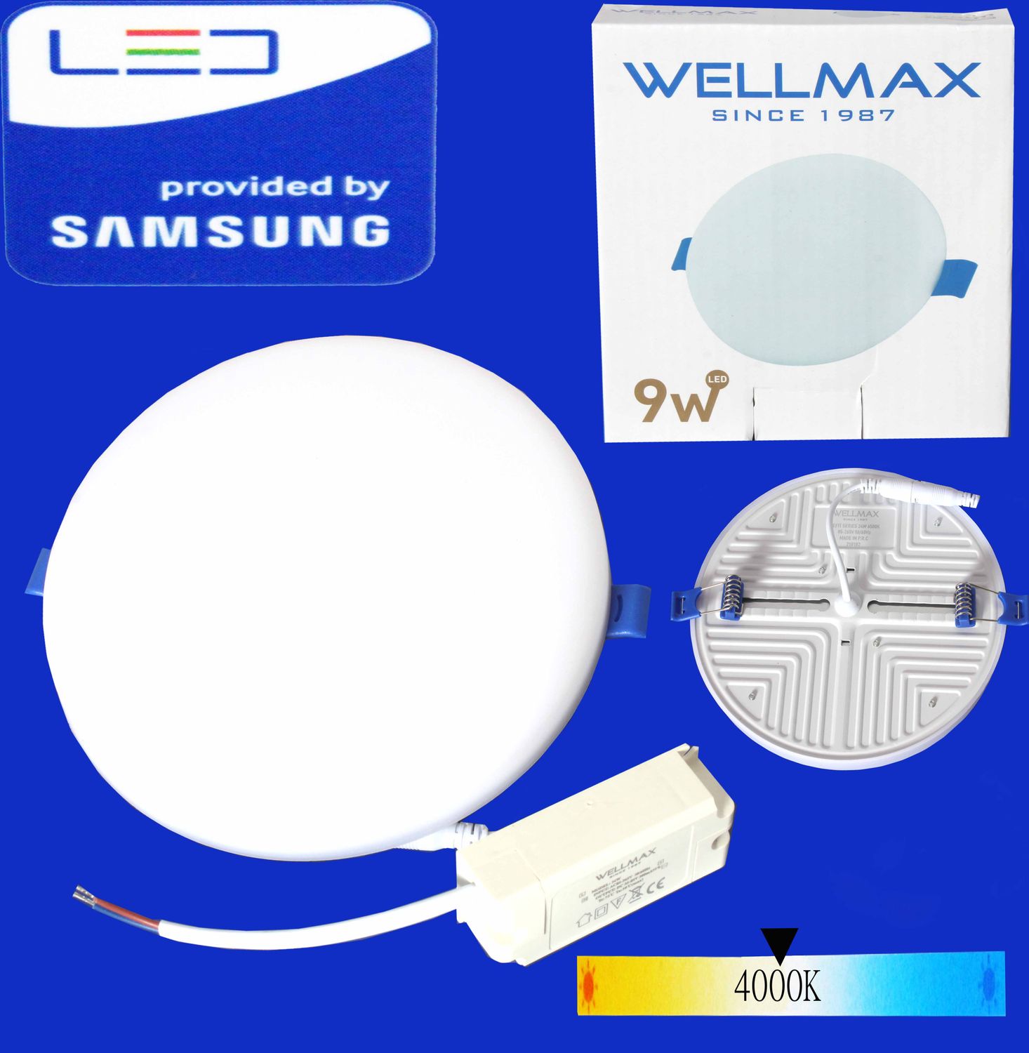 Էլ.պլաֆոն LED Wellmax կլոր wefit 9W 4000K
