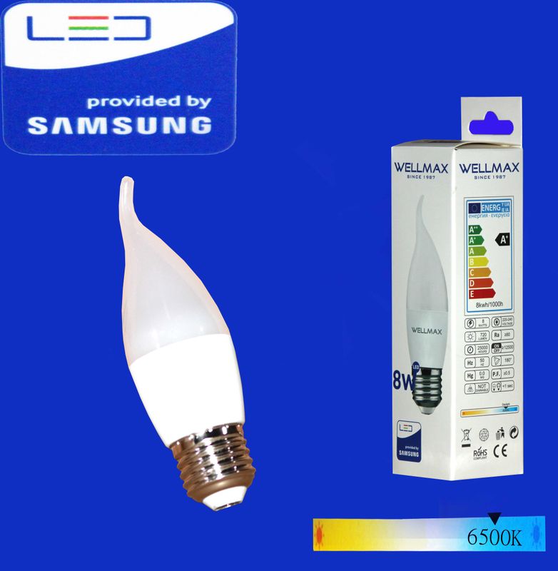 Էլ.լամպ LED Wellmax 8W Tailed (C37 E27 6500