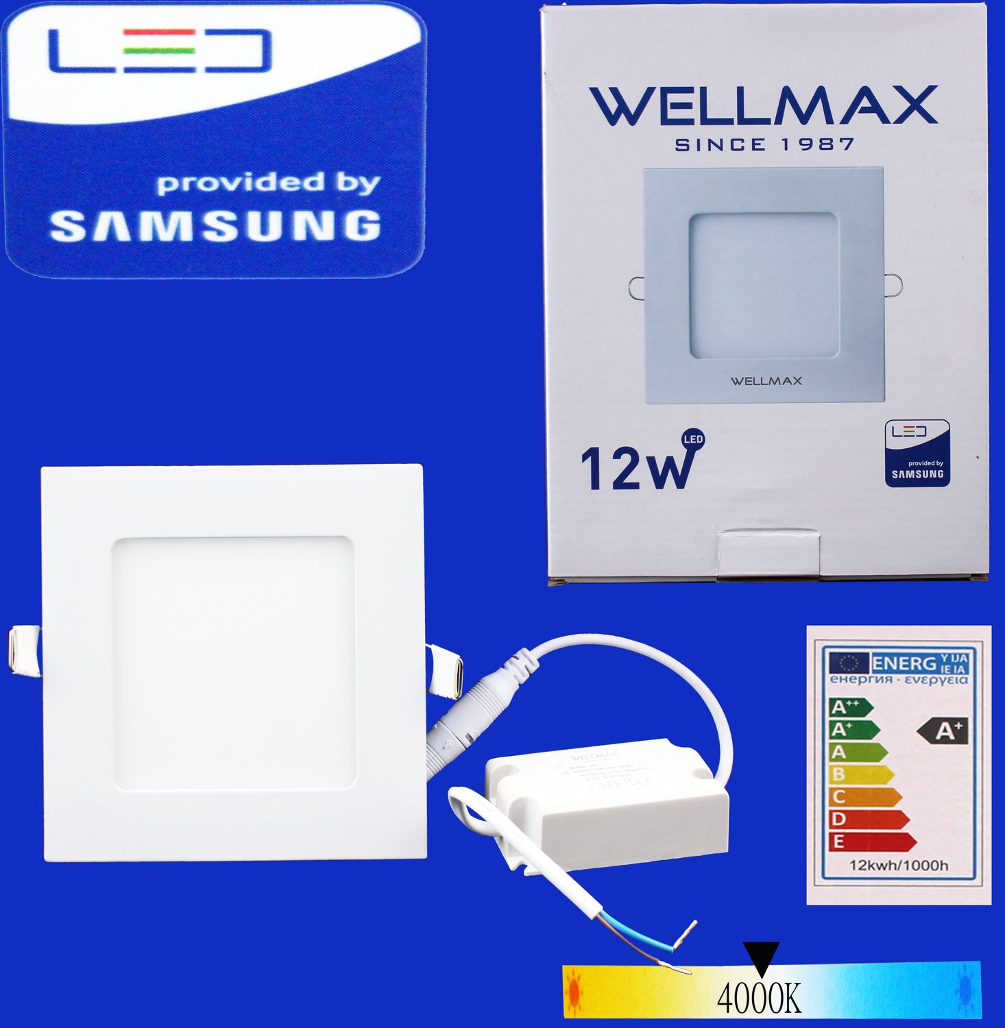 Էլ.պլաֆոն LED Wellmax քառակուսի 12W 4000K