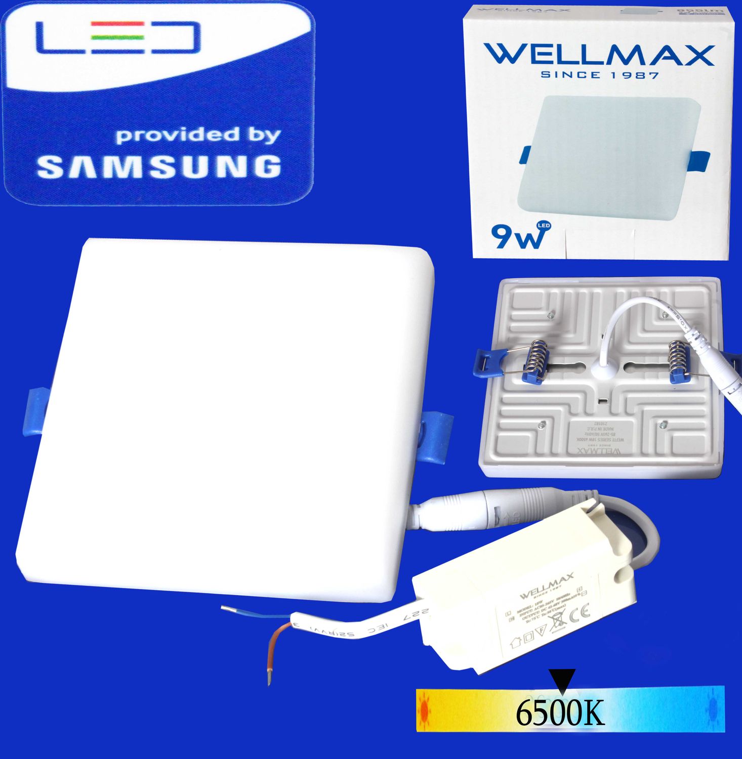 Էլ.պլաֆոն LED Wellmax քառակուսի wefit 9W 6500K