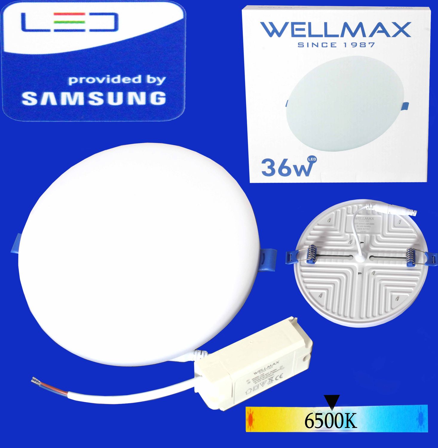Էլ.պլաֆոն LED Wellmax կլոր wefit 36W 6500K