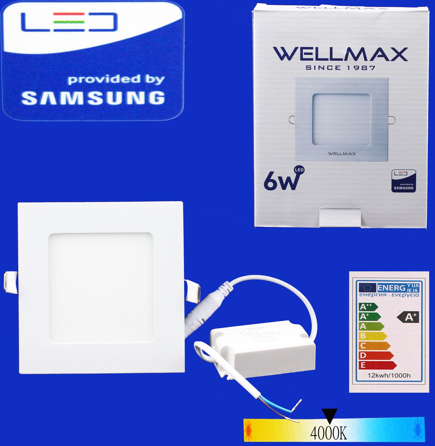 Էլ.պլաֆոն LED Wellmax քառակուսի 6W 4000K