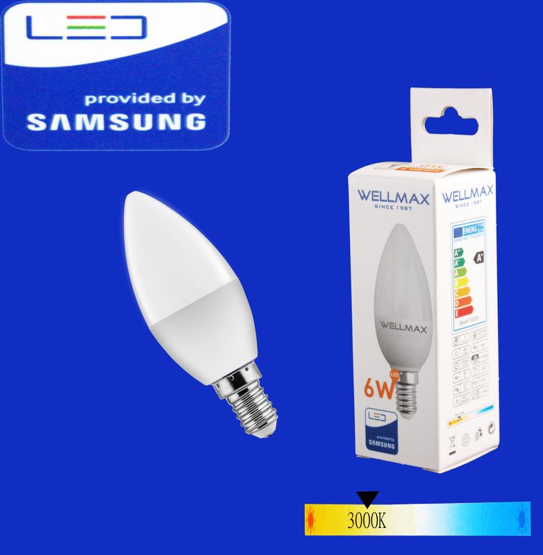 Էլ.լամպ LED Wellmax 6W/E14/C37/3000K/Warm white 