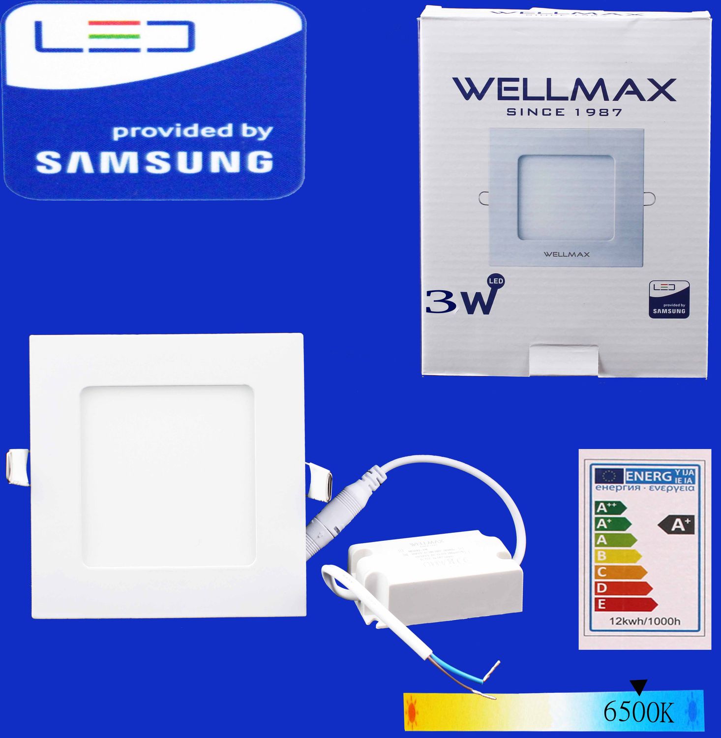 Էլ.պլաֆոն LED Wellmax քառակուսի 03W 6500K