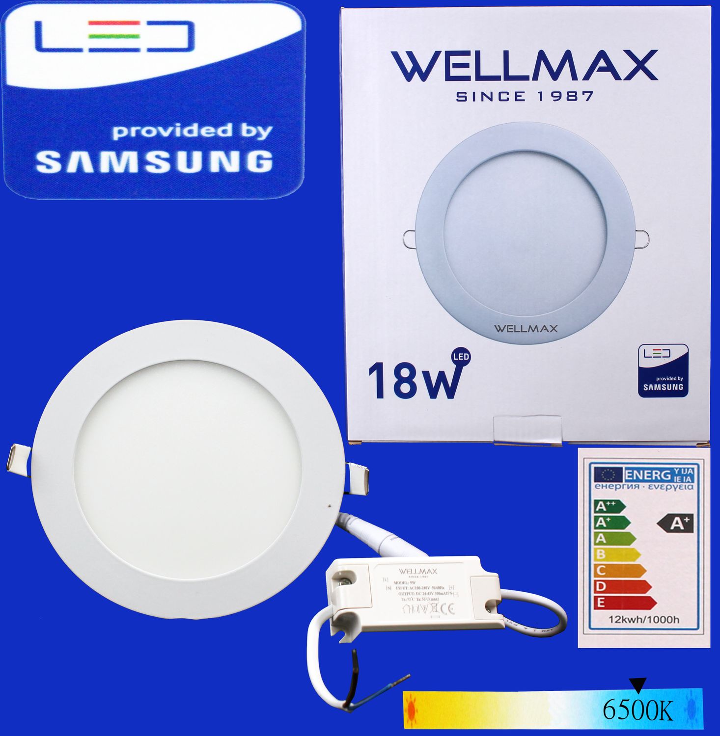 Էլ.պլաֆոն LED Wellmax կլոր 18W 6500K