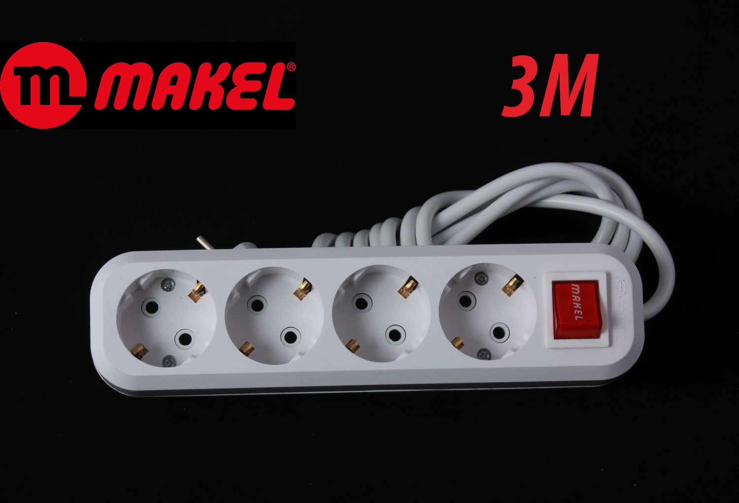 Էլ.երկարացման լար 4 տեղ 3մ (անջատիչով) MAKEԼ