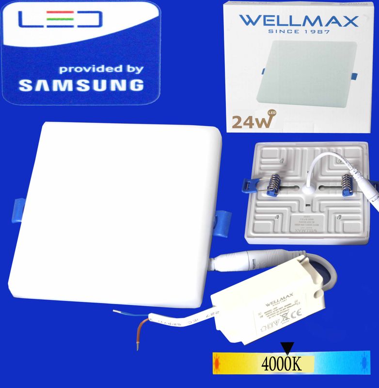 Էլ.պլաֆոն LED Wellmax քառակուսի wefit 24W 4000K