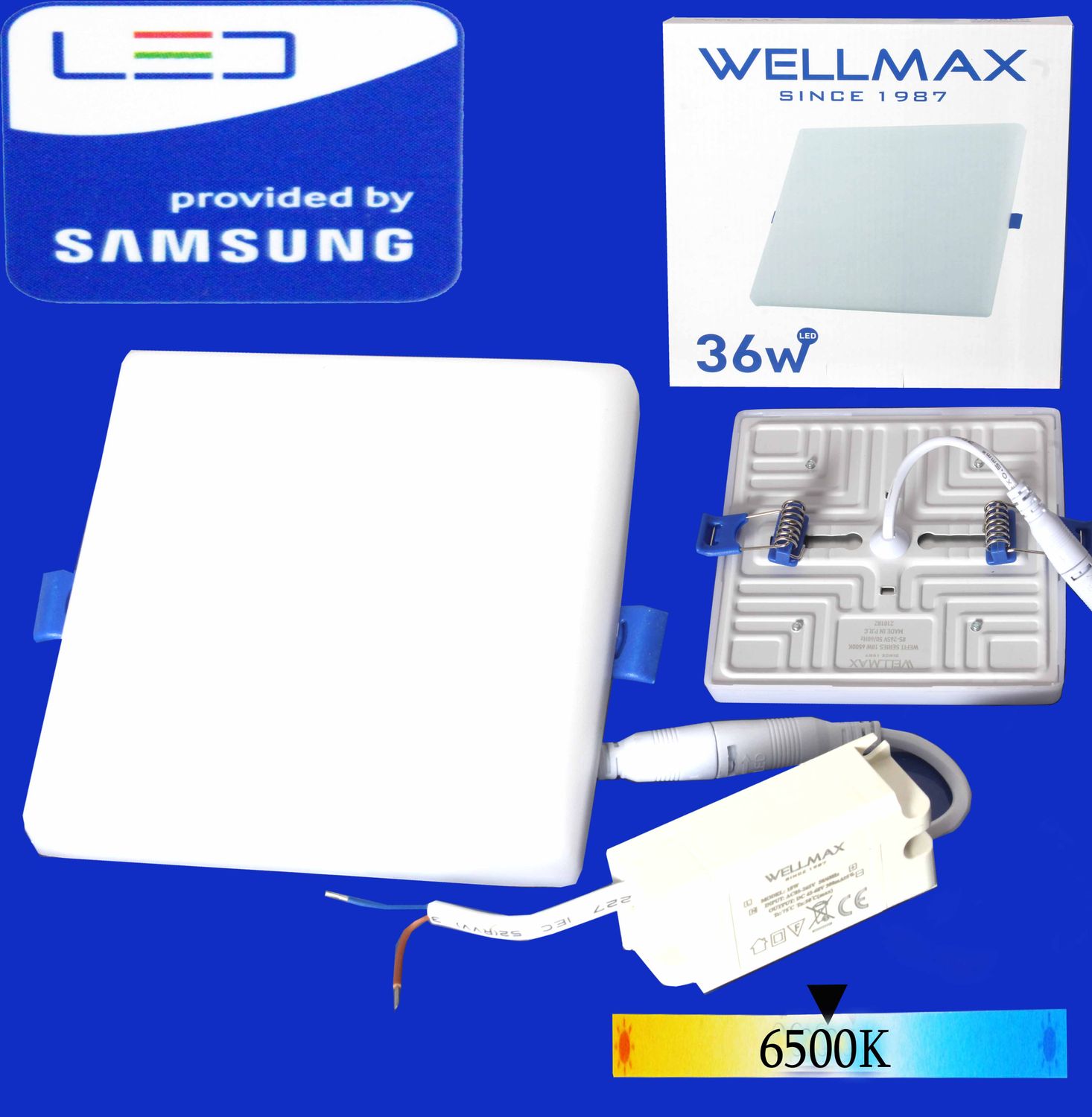 Էլ.պլաֆոն LED Wellmax քառակուսի wefit 36W 6500K