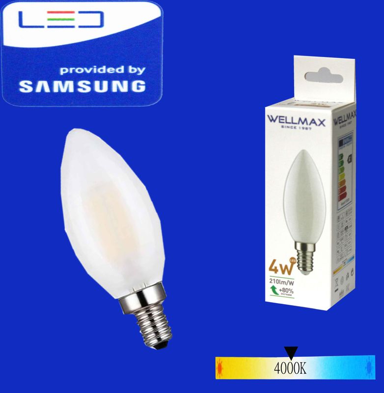 Wellmax Ֆիլամենտ LED լամպ E14-04W 4000K) Milky 