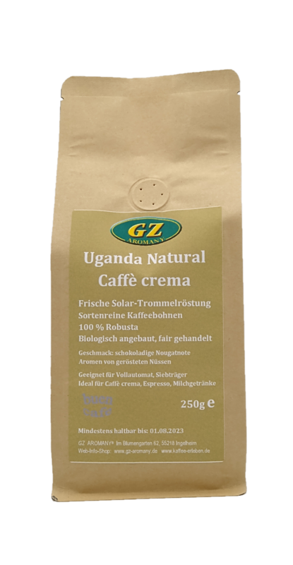 GZ AROMANY Uganda Natural, Caffè crema  Bohnen 250g