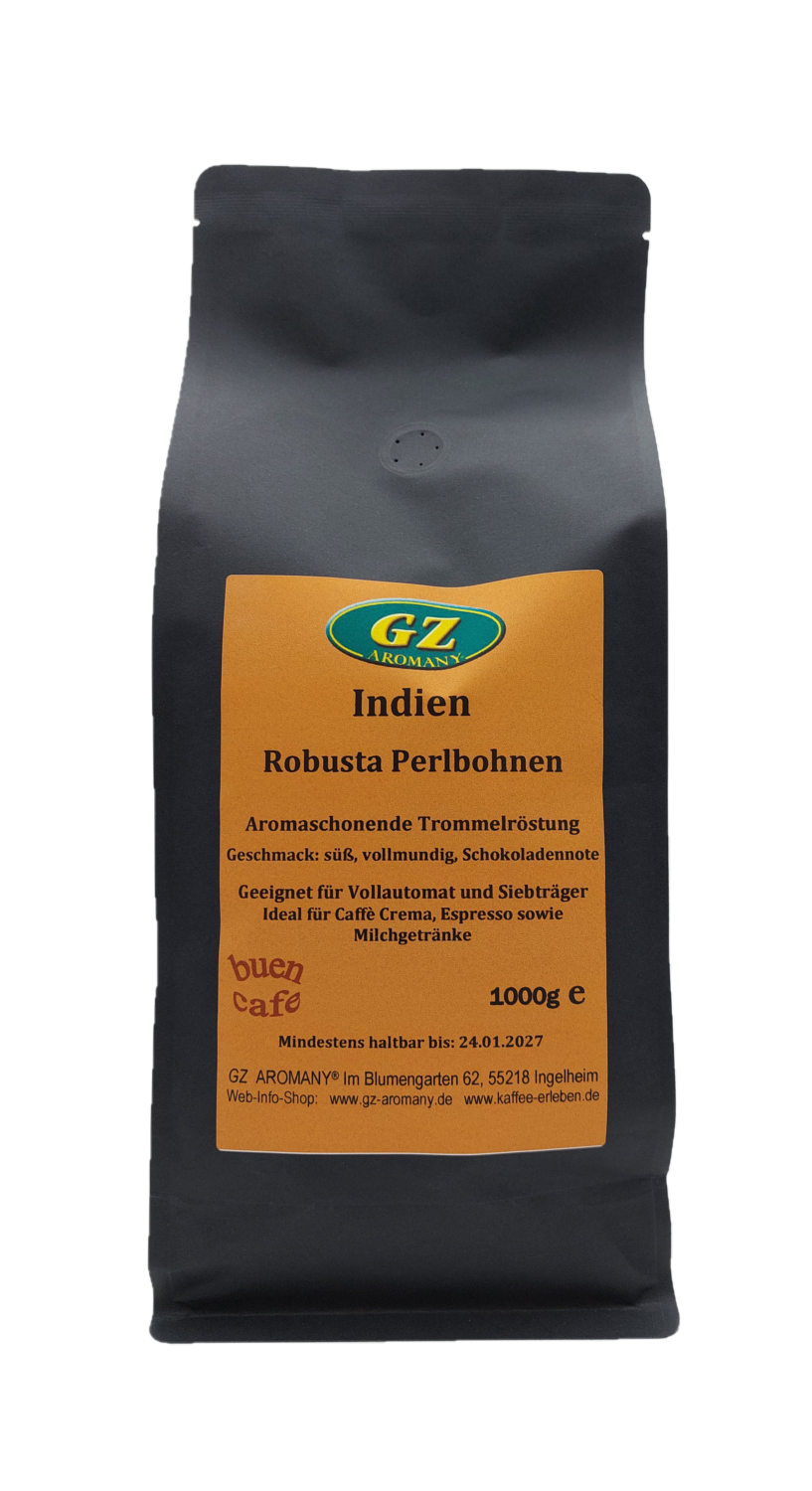 AROMANY Indien Robusta Perlbohnen 1000g