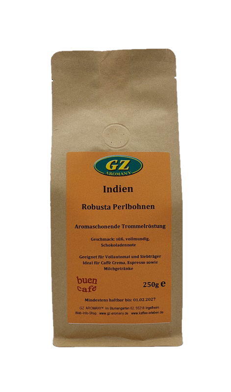 AROMANY Indien Robusta Perlbohnen 250g