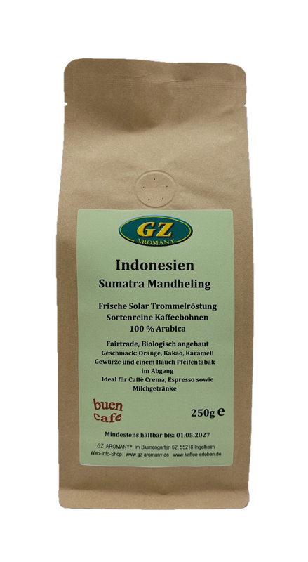 AROMANY Indonesien Sumatra Mandheling, Bohnen 250g AROMANY Indonesien Sumatra Mandheling, Bohnen 250g