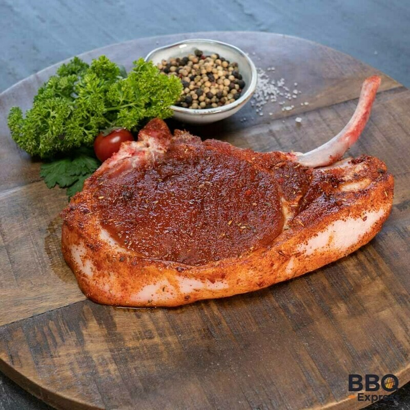 Tomahawk Pork Steak, gemarineerd..