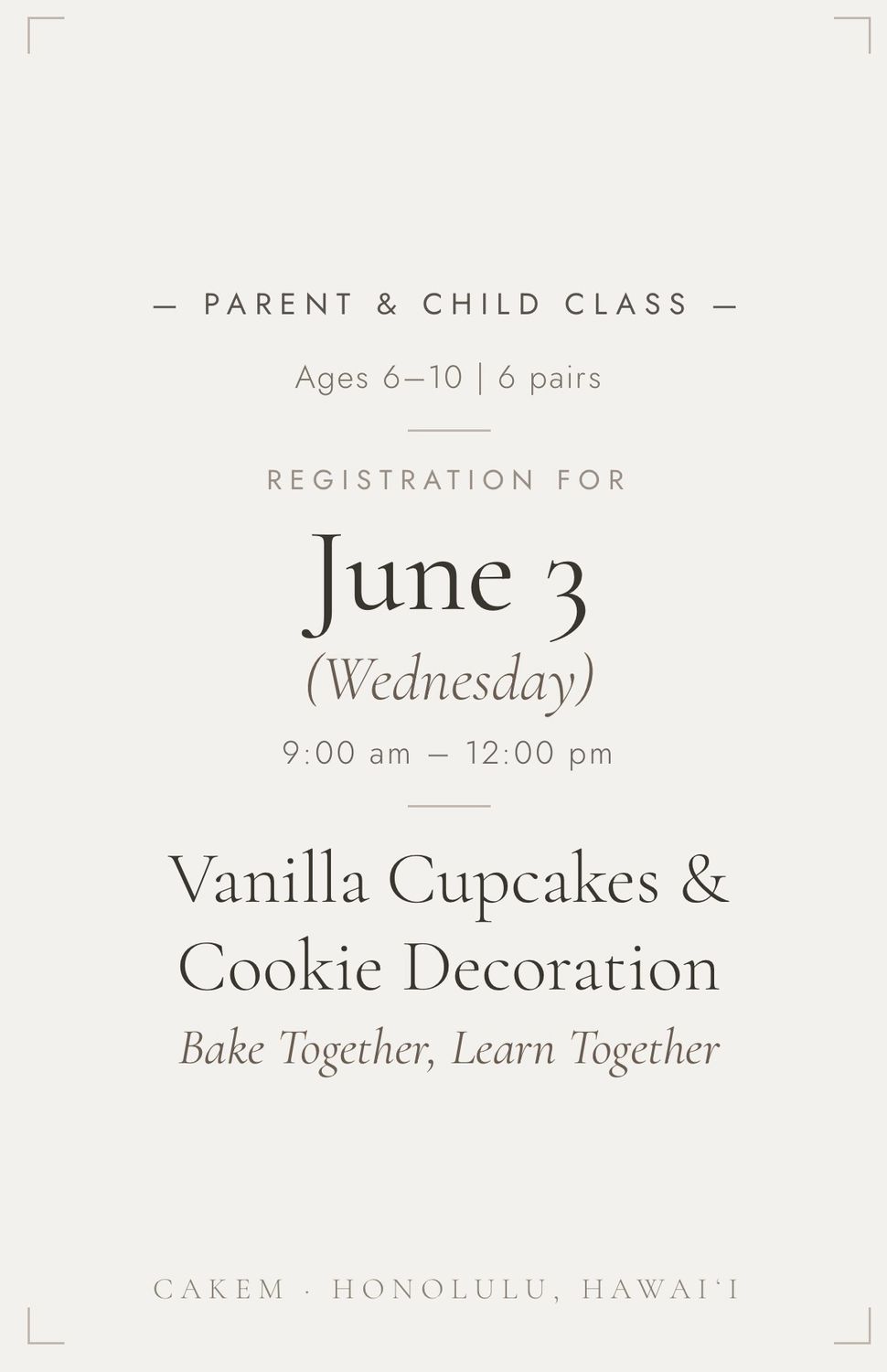 06/03/26 (Wednesday) PARENT &amp; KID CLASS (age 6-10y)