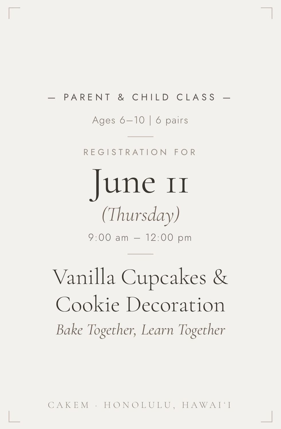 06/11/26 (Thursday) PARENT &amp; KID CLASS (age 6-10y)