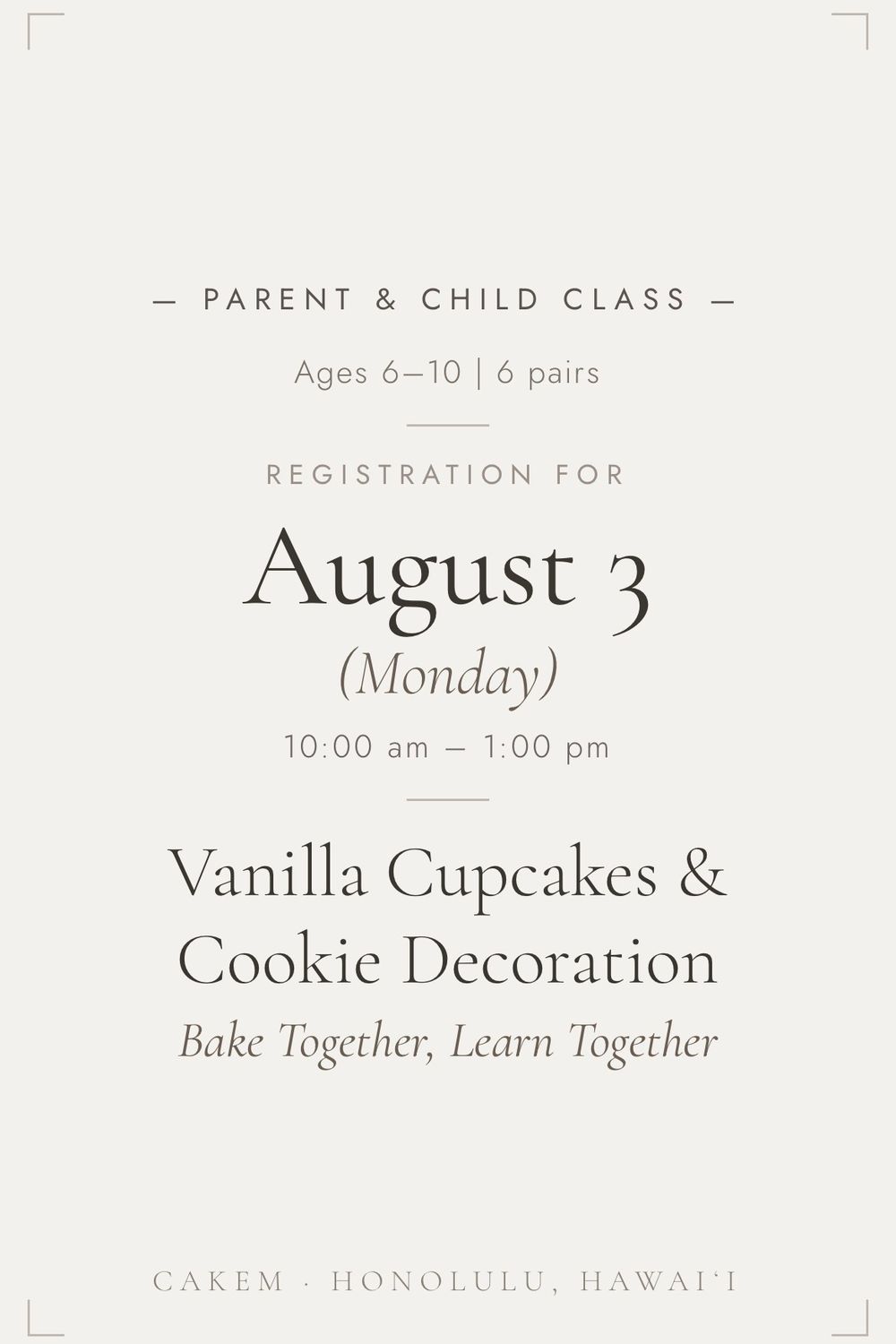 08/03/26 (Monday) PARENT &amp; KID CLASS (age 6-10y)