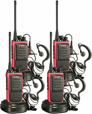 Arcshell Rechargeable Long Range Two-Way Radios with Earpiece - 4 Pack